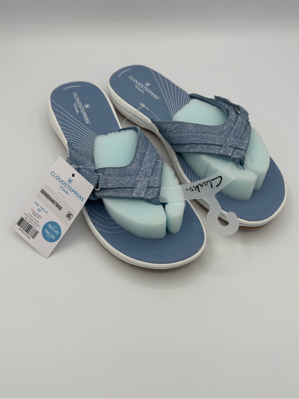 Clarks Cloudsteppers Denim Blue and Light Blue Foam Thong Sandals
